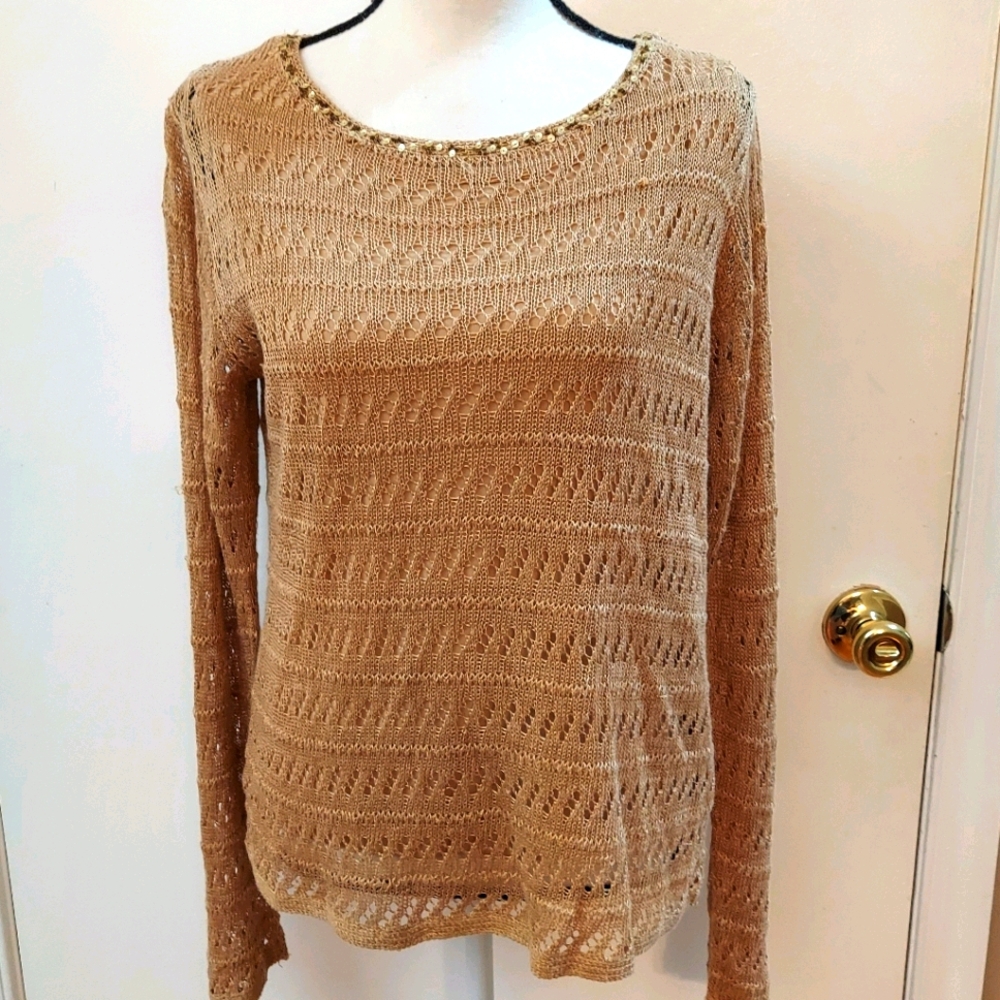 Beautiful lined knit beaded sweater.Petite, med